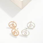 Wholesale rhinestone Studded Hollow Wave Stud Earrings L