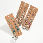 Wholesale set Six Western Stud Hoop Earrings Stone Accents L