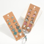 Wholesale set Six Western Stud Hoop Earrings Stone Accents L