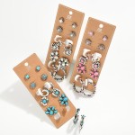 Wholesale set Six Western Stud Hoop Earrings Stone Accents L