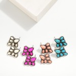 Wholesale western Stone Cluster Post Drop Earrings L