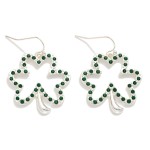 Rhinestone Studded Shamrock Drop Earrings 

- Approximately 1.25" L