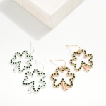 Wholesale rhinestone Studded Shamrock Drop Earrings L
