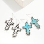 Wholesale western Stone Cross Drop Earrings L