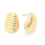 Wholesale metal Ribbed Drop Earrings L