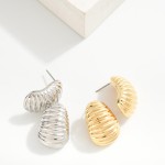 Wholesale metal Ribbed Drop Earrings L