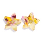 Wholesale marbled Acetate Flower Post Drop Earrings Pave Rhinestone Center L