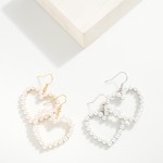 Wholesale pearl Studded Hollow Heart Drop Earrings L