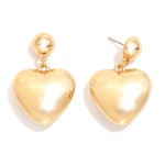Metal Tone Puffy Heart Post Drop Earrings 

- Approximately 1.5" L