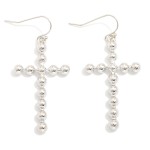 Wholesale fixed Metal Bead Cross Drop Earrings L