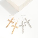 Wholesale fixed Metal Bead Cross Drop Earrings L