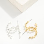 Wholesale metal Beaded Hoop Earrings Gold Dipped D