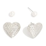 Wholesale set Two Stud Earrings Pearl Metal Tones L