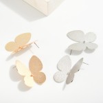 Wholesale textured Metal Butterfly Post Drop Earrings L