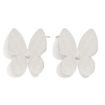 Wholesale textured Metal Butterfly Post Drop Earrings L