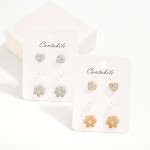 Wholesale set Three Stud Earrings Pearls Hearts Flowers L