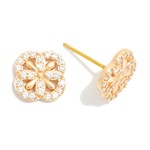 Wholesale clover Stud Earrings Rhinestone Details L