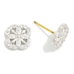 Wholesale clover Stud Earrings Rhinestone Details L