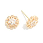 Wholesale rhinestone Flower Stud Earrings L