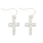 Wholesale rhinestone Studded Cross Drop Earrings L