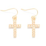Wholesale pearl Studded Cross Drop Earrings L