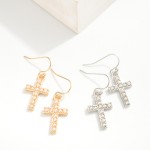 Wholesale pearl Studded Cross Drop Earrings L