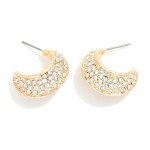 Wholesale rhinestone Studded Huggie Hoop Earring L