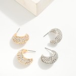 Wholesale rhinestone Studded Huggie Hoop Earring L