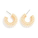 Wholesale pearl Studded Huggie Hoop Earring L