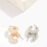 Wholesale pearl Studded Huggie Hoop Earring L