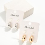 Wholesale set Two Simple Pearl Stud Hoop Earrings L