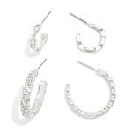 Wholesale set Two Metal Hoops Earrings Chain Link Rhinestone Accents D