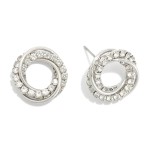 Wholesale intertwined Metal Rhinestone Hoops Drop Earrings L