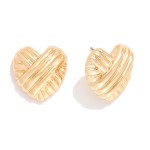 Wholesale metal Lined Heart Button Stud Earrings L