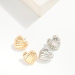 Wholesale metal Lined Heart Button Stud Earrings L