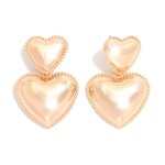 Wholesale linked Puffy Metal Heart Post Drop Earrings L