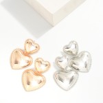 Wholesale linked Puffy Metal Heart Post Drop Earrings L