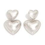 Wholesale linked Puffy Metal Heart Post Drop Earrings L