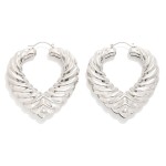Wholesale large Ribbed Metal Heart Hoop Earrings L