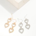 Wholesale linked Rhinestone Studded Hearts Drop Earrings L