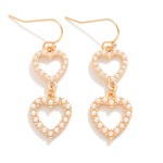 Wholesale linked Pearl Studded Hearts Drop Earrings L