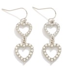 Wholesale linked Pearl Studded Hearts Drop Earrings L