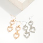 Wholesale linked Pearl Studded Hearts Drop Earrings L