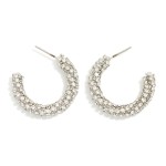 Wholesale rhinestone Studded Huggie Hoop Earring L