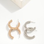 Wholesale rhinestone Studded Huggie Hoop Earring L