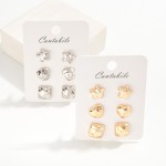 Wholesale set Three Hammered Metal Stud Earrings Stars Hearts L