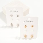 Wholesale set Three Stud Earrings Pearls Rhinestone Strawberries Metal Tones L