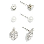 Wholesale set Three Stud Earrings Pearl Strawberries Rhinestones L