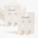 Wholesale set Three Stud Earrings Pearl Strawberries Rhinestones L
