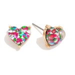 Wholesale glitter Resin Heart Stud Earrings L